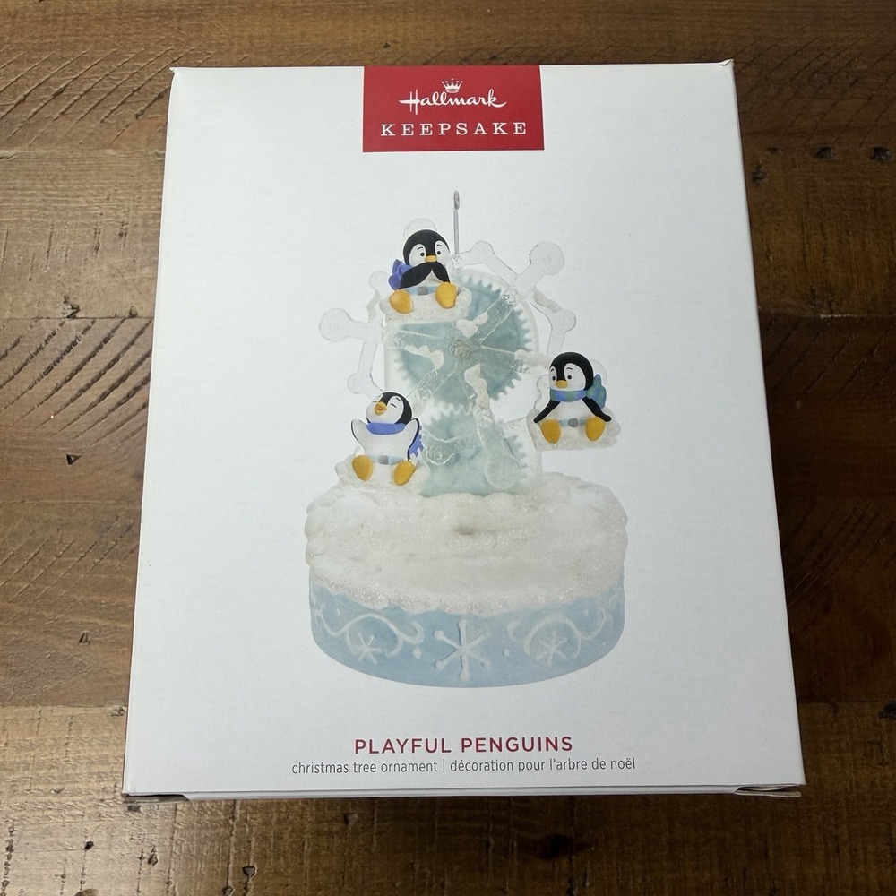 2023 Hallmark Keepsake Playful Penguins Magic Light Sound & Motion